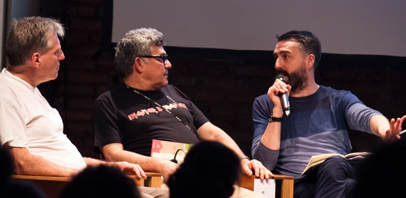 (esq. p/ dir.) Enio Staub, Aurélio Michiles, Augusín Peréz Rubio (foto: Renata D'Almeida)
